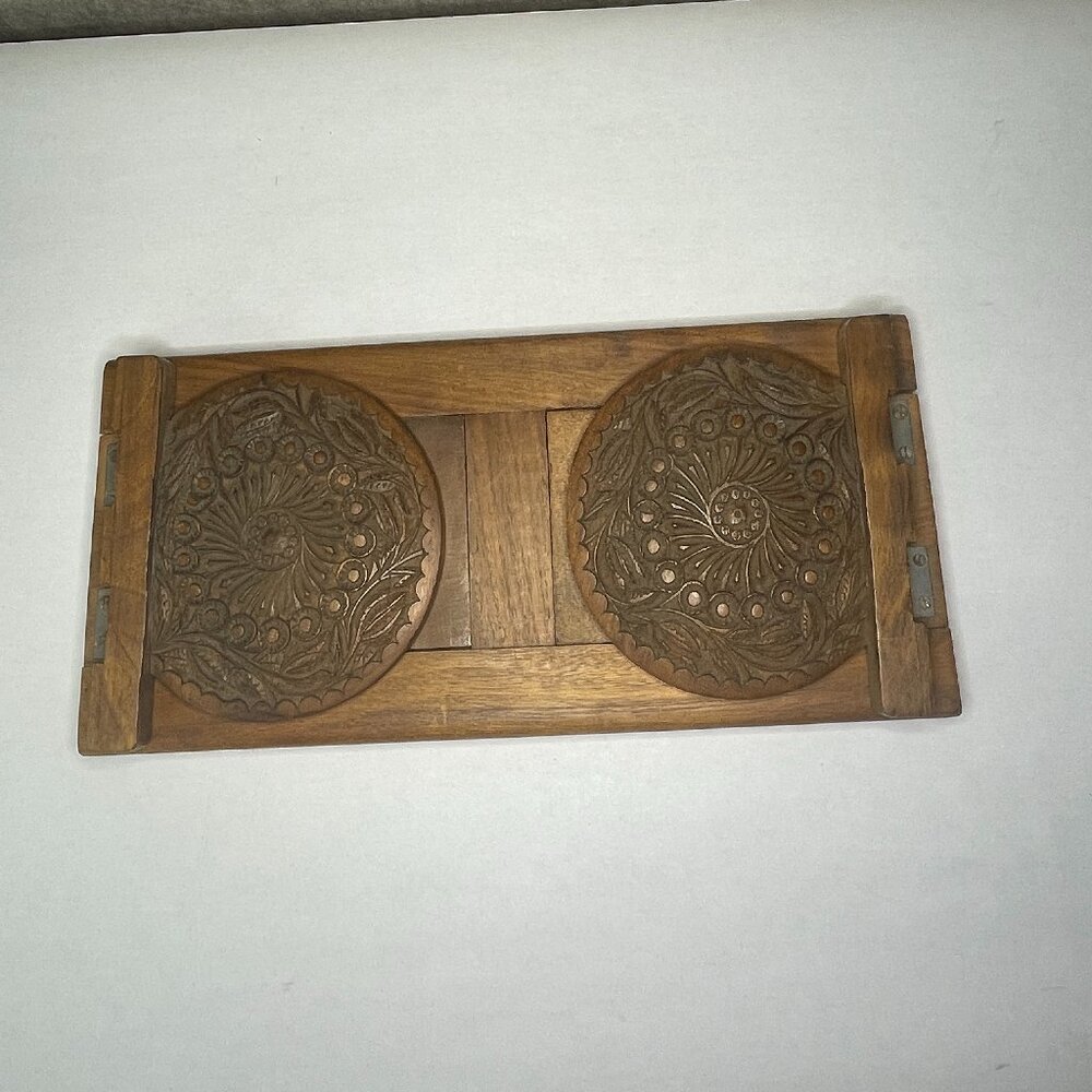 Hand carved Antique Wooden Adjustable Bookends